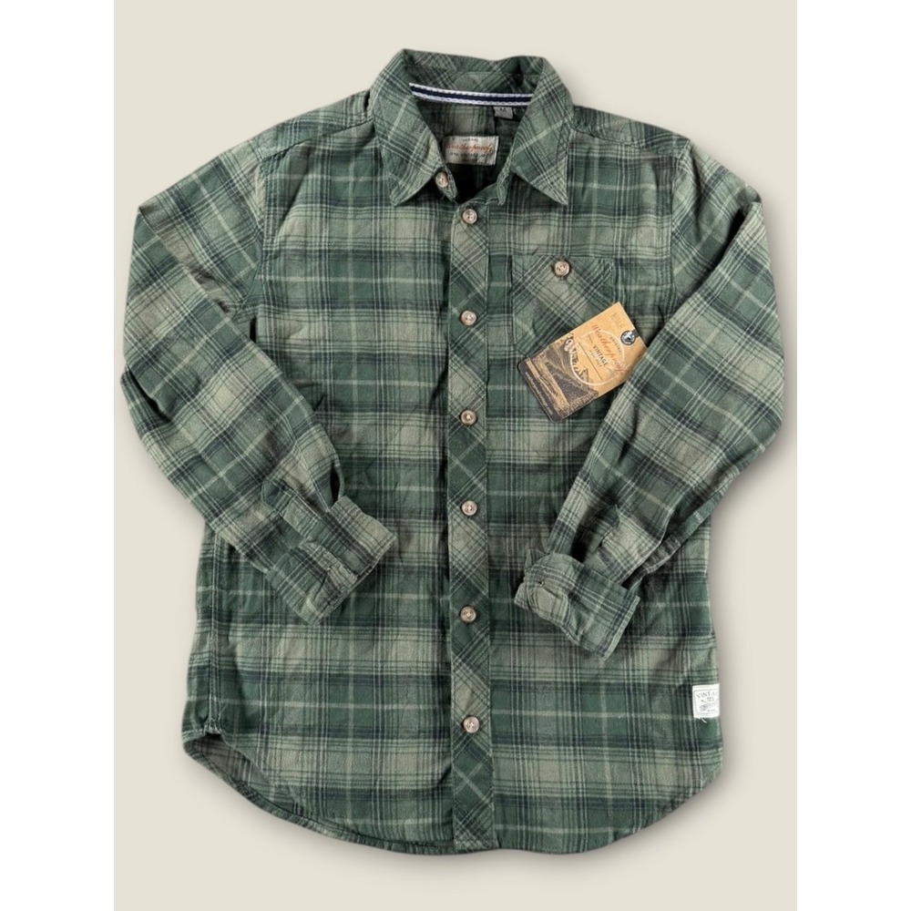 Weatherproof Vintage Mens Green Plaid Flannel Button Down Shirt Medium NWT